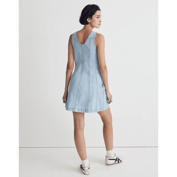 Madewell Denim Sleeveless Seamed Mini Dress‎ Palomilla Wash Size 00 NWT - Picture 2 of 9